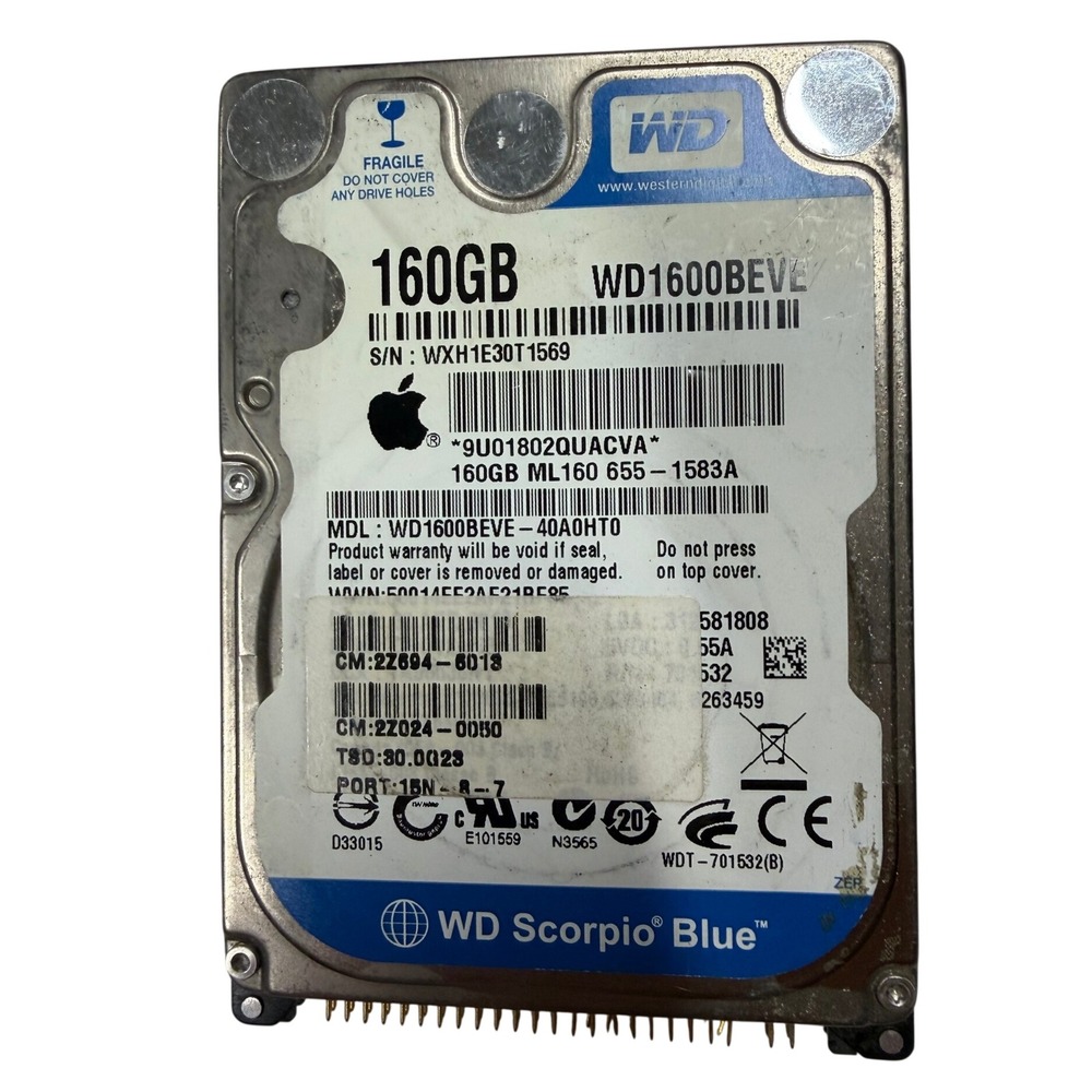 Western Digital Scorpio Blue 160GB 2.5" HDD WD1600BEVE Apple 655-1583A Laptop